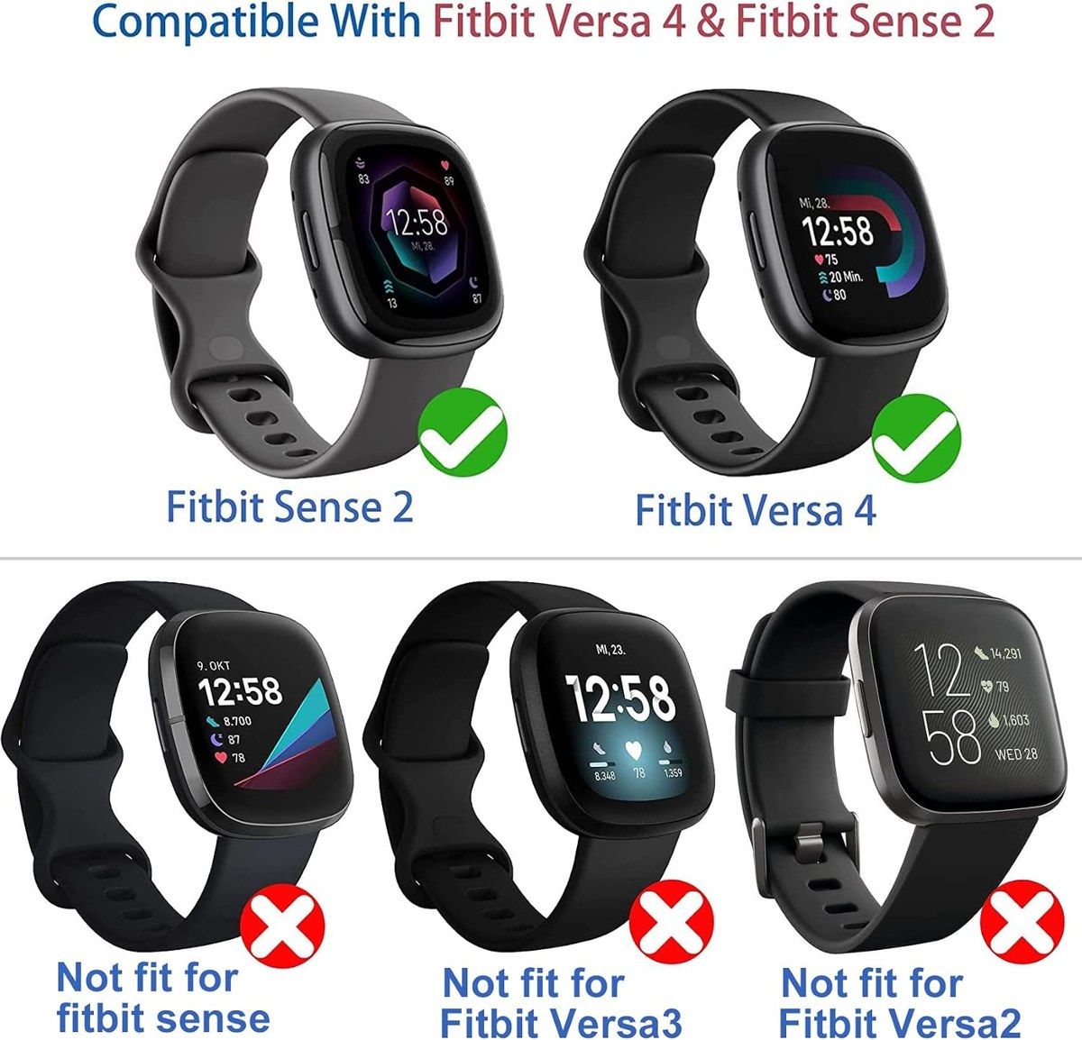 Suoman Fitbit Sense 2 / Versa 4 Case, 4-Pack detail