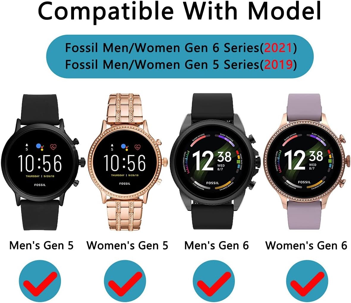 Suoman Fossil Gen 5 Julianna / Gen 6 Glass detail