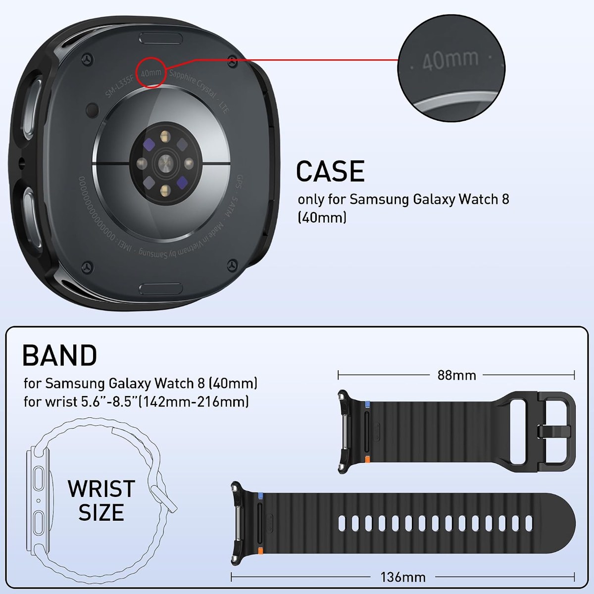 Suoman Watch 8 40mm Band + Case Set detail